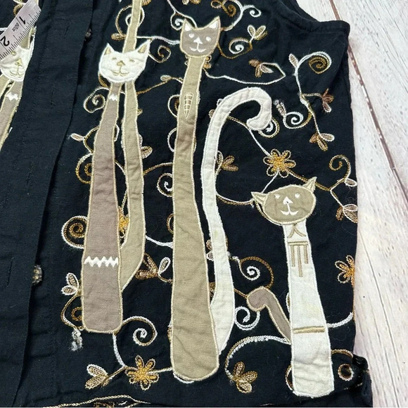 lifestyle fall vest with embroidery and cats cottagecore halloween fall sz large - Picture 6 of 8
